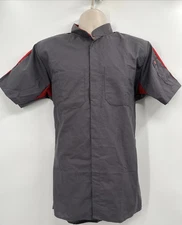 Red Kap Men's Short Sleeve Button Up Two Tone Charcoal /Fire Pro Work Shirt Sz M