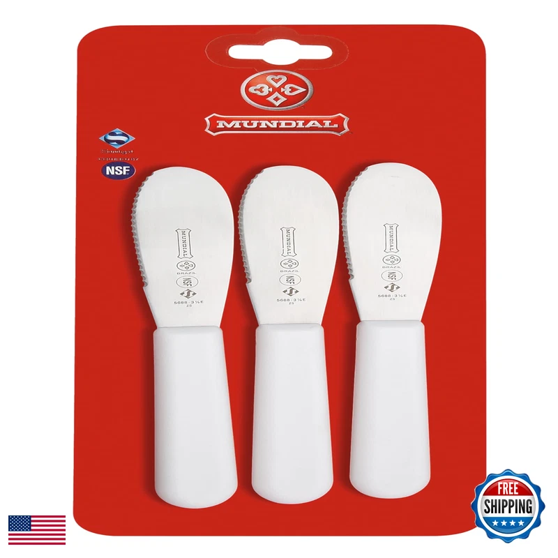 Mundial 3.5 Inch Serrated Edge Sandwich Spreader In White - Set Of 3 -