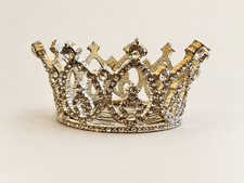 Heavy Rhinestone Mini Bridal Bun Crown Tiara with Hair Combs