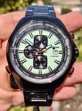 CHASE DURER AVIATOR CHRONO -FULL LUME DIAL & INNER WORLD TIME BEZEL+ *FREE GIFT*