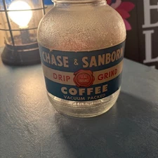 Vintage Chase & Sanborn Drip Grind Coffee Jar - Vacuum Packed Glass Jar