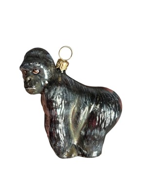 Joy To The World Glass Gorilla 3  Hand Painted Christmas Ornament