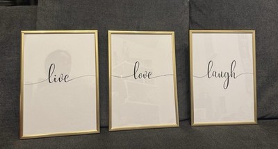 Live Love Laugh Bild Wall Art Nordic mit Rahmen Living Raum Dekoration 37x22cm
