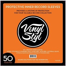 Vinyl Styl 12 Inch Vinyl Record Inner Sleeve Square Corners 50 Count White 