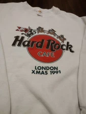 Vintage 1991 Hard Rock Cafe Christmas White Sweater BO2368