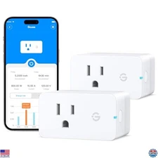 Smart WiFi Plug with Energy Monitoring, Works with Alexa & Google, 2 Pack