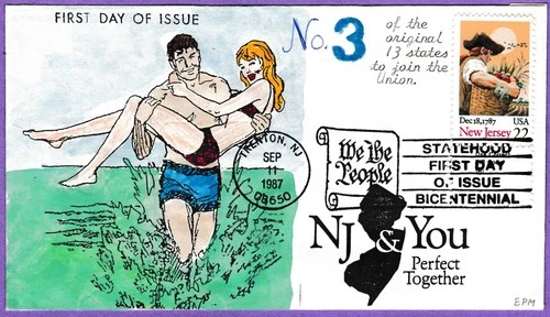 US FDC First Day Cover New Jersey Statehood Erwin P Meissner Cachet