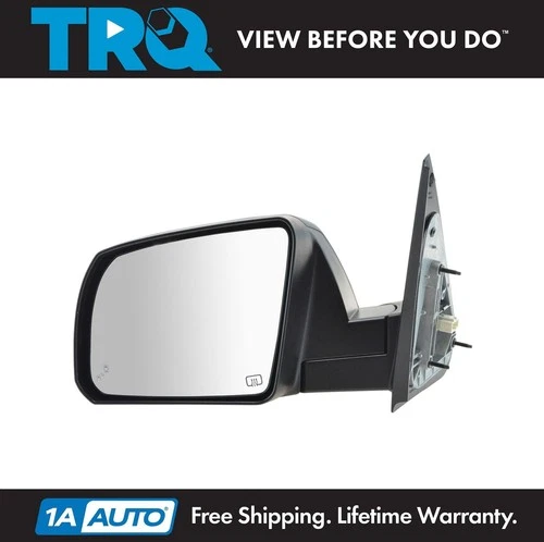 TRQ Mirror Power Heated Blind Spot Smooth Black Driver Side Left LH for Tundra