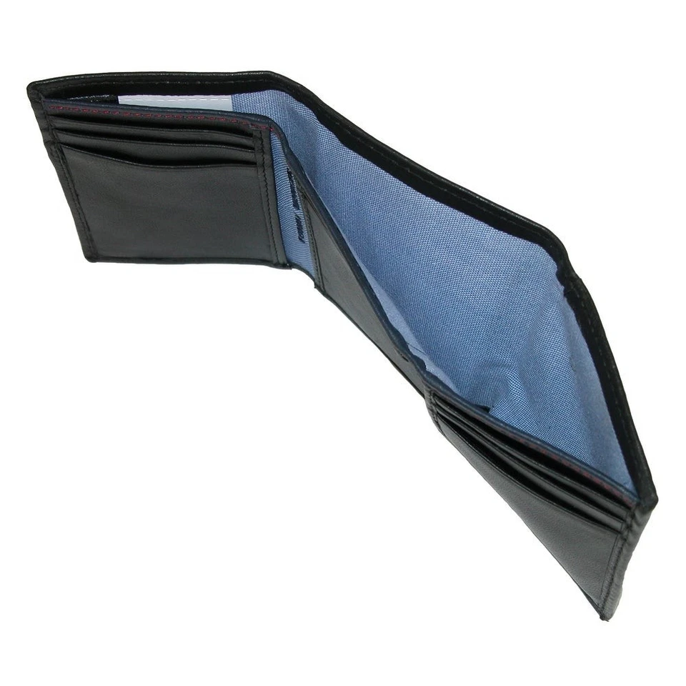 Tommy Hilfiger Hombre Cuero Tarjeta de Crédito Billetera Delgada Triple Negra 31TL11X018 Foto 3 de 4