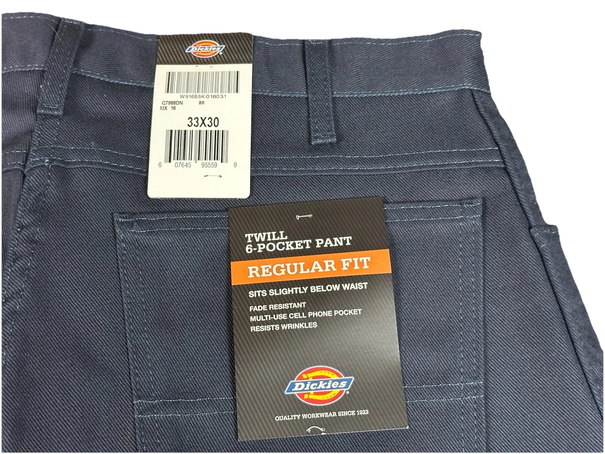 Dickies Men's 6 Pocket Twill Pants Navy Blue Straight 33X30