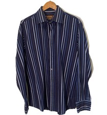 NWOT Michael Kors Mens Large Button Down Dress Shirt Blue Stripes Bonus Tie