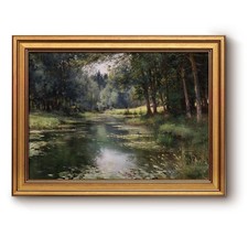 Bzstyleart Vintage Wall Art Decor for Office, Vintage Gold Framed Landscape W...