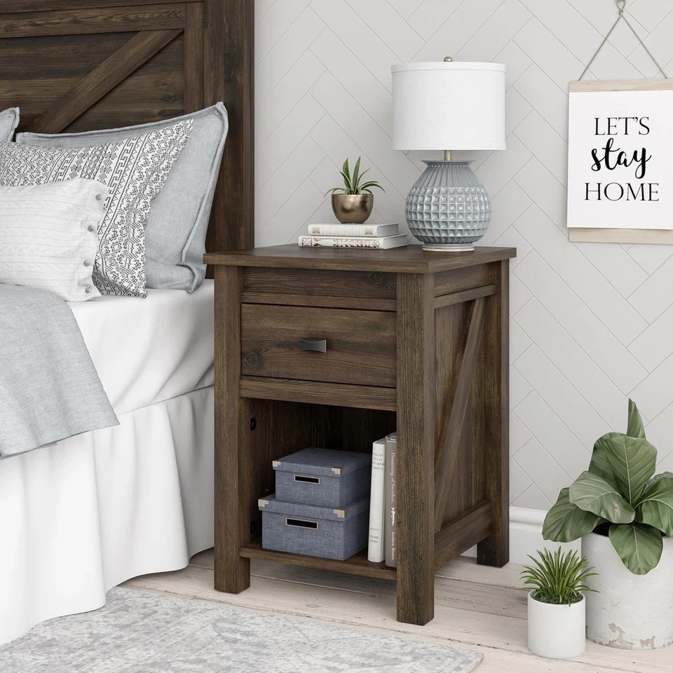 Mesita de noche Farmington, rústica Foto 3 de 3