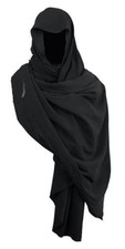 Medieval Cloak with Hood Men Apocalyptic Shawl Renaissance One Size Black