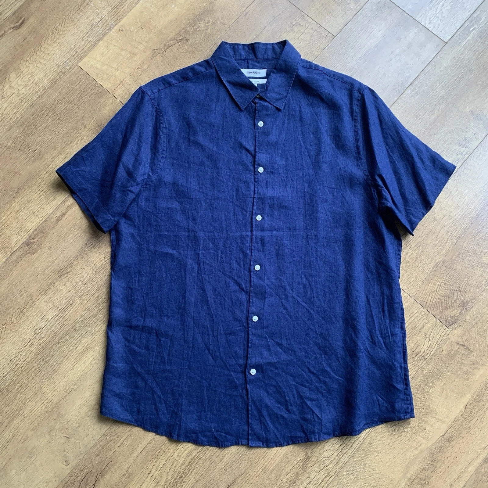 M&S Men's Pure Linen Top Size XL Shirt Short Sleeve Blue NEW No Tags Collared
Opens in a new window