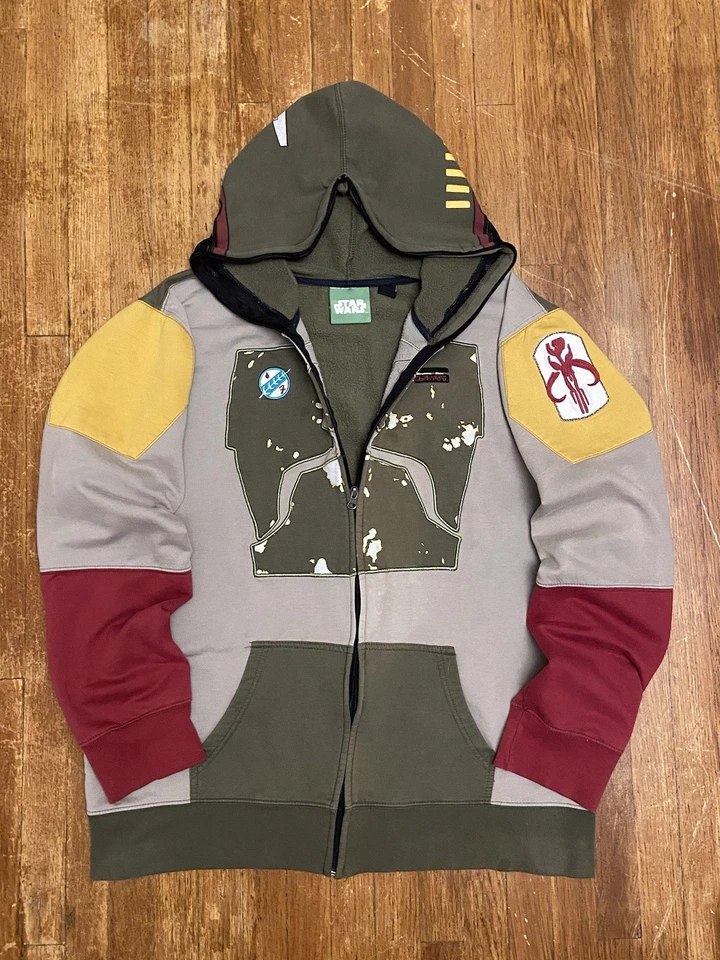 Oficial Star Wars Boba Fett Máscara Sudadera con Capucha Cremallera Completa Sudadera Adulto 2XL Foto 3 de 4
