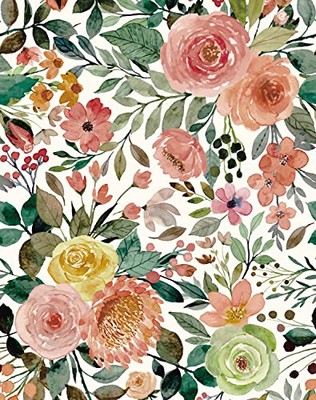 Black White Camellia Wildflower Floral Peel and Stick 17.3'' x 118'' White-1