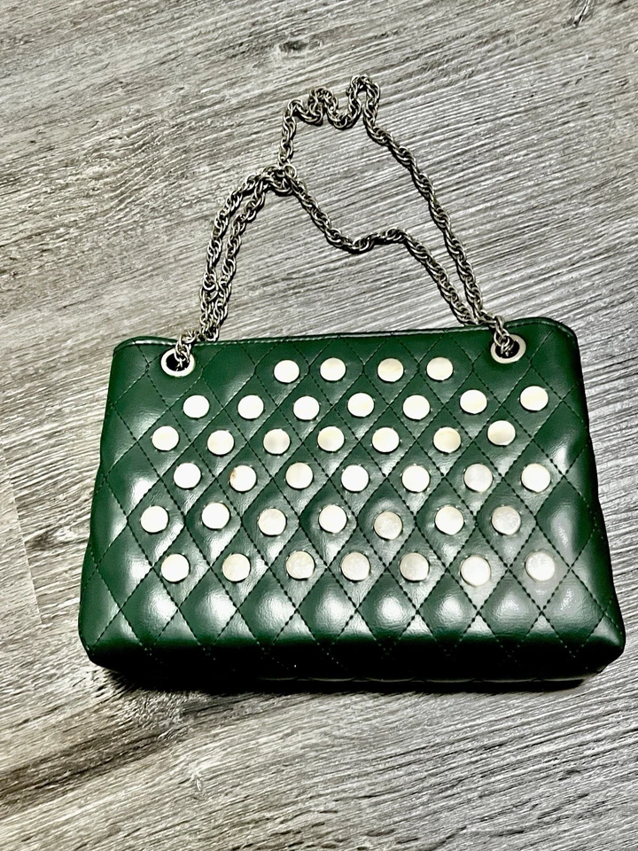 Bolsa rara vintage Julius Resnick JR verde cravejada punk anos 70 anos 80 - Imagem 3 de 4