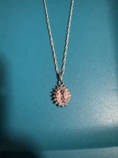 20 inch 925 Sterling Silver Singapore chain with Tourmaline pendant 10% charity