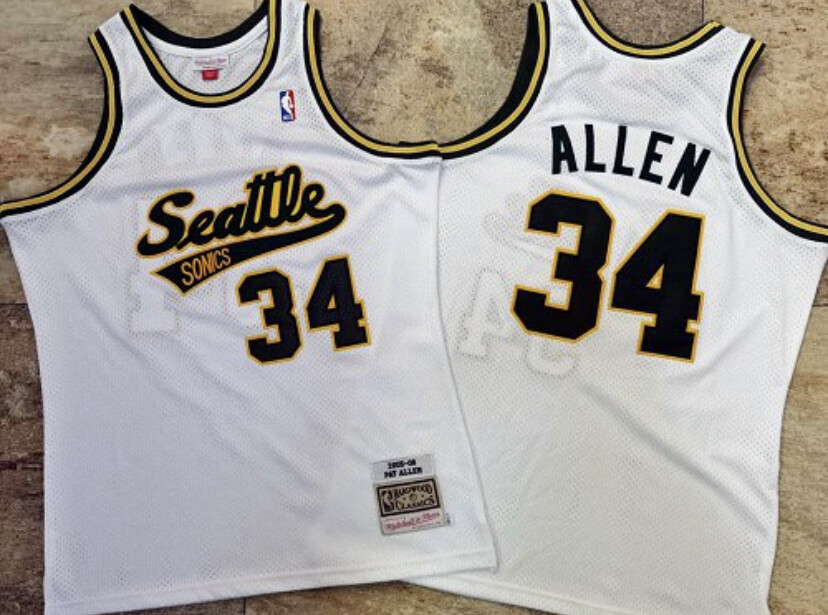 Seattle SuperSonics Ray Allen white regular season basketball retro jersey