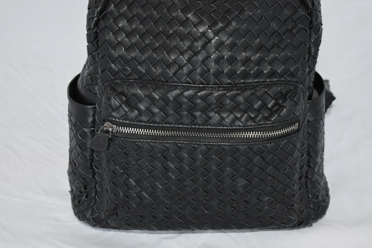 Bottega Veneta Intrecciato Black Leather Zip Rucksack Bottega Veneta Intrecciato Black Leather Zip Rucksack