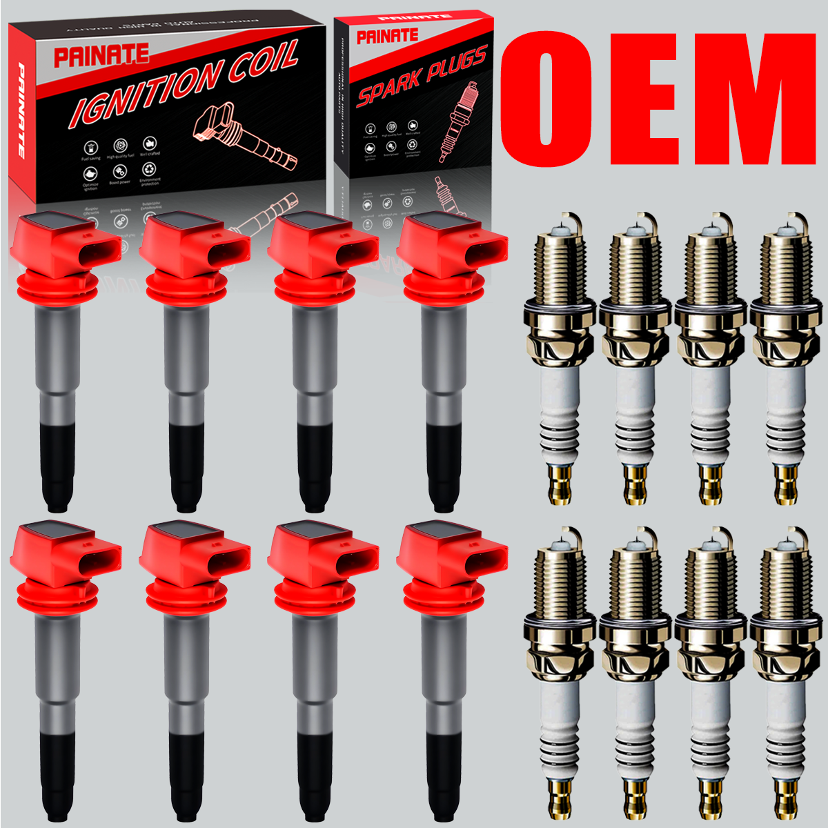 OEM 8X Ignition Coil & Iridium Spark Plug For Porsche Cayenne Panamera 4.8 UF660