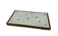 Rustic Brown Stained Wood Gray 72 Slot Ring Storage Display Stackable Tray