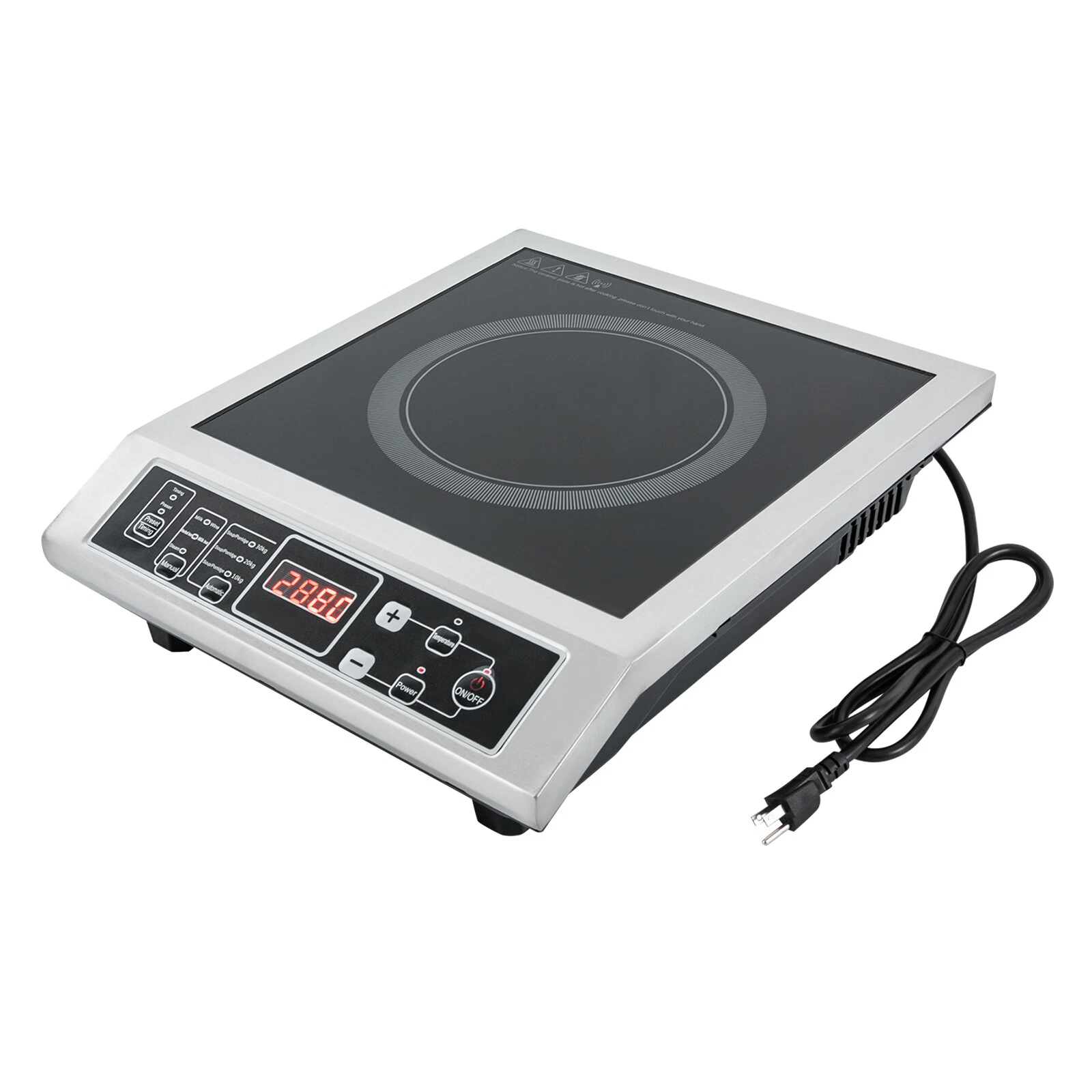 Portable Commercial Induction Cooktop 3500W Countertop Burner 8Temp Levels 110V