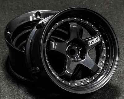 DS Racing 1/10 5 SPOKE RIMS Adjustable Offset BLACK / BLACK-2PCS #DE-006