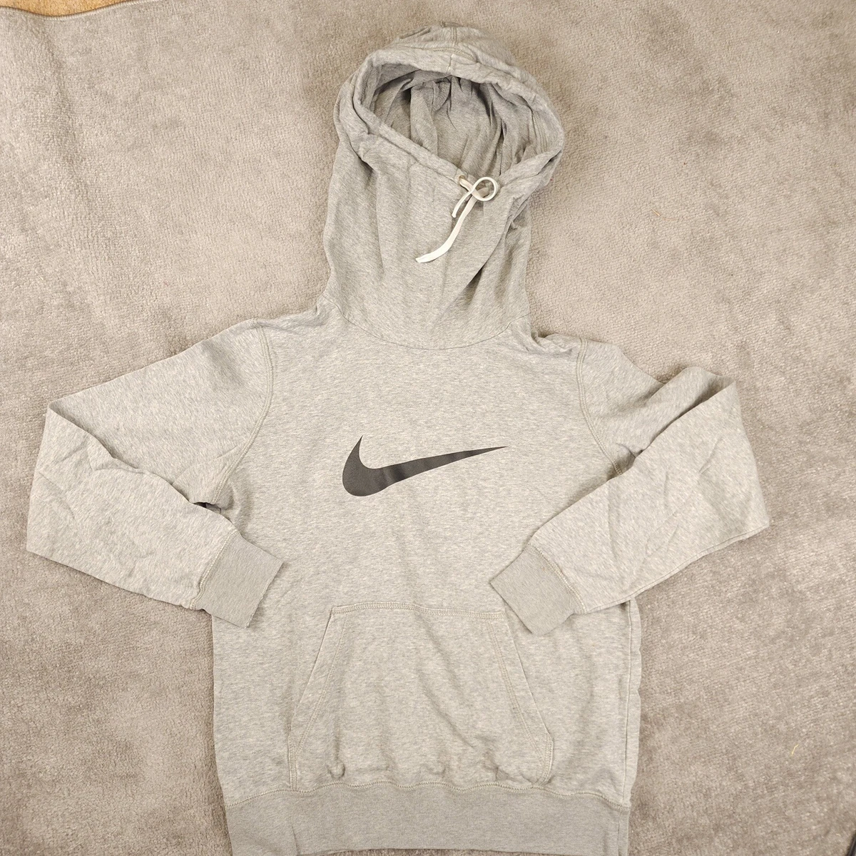 Vintage Nike Hoodie Mens Medium Big Center Swoosh Cowl Neck Gray