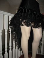Black Satin Burlesque Long Lace Fishtail Skirt Rock Gothic Party All Sizes Black Satin Burlesque Long Lace Fishtail Skirt Rock Gothic Party All Sizes