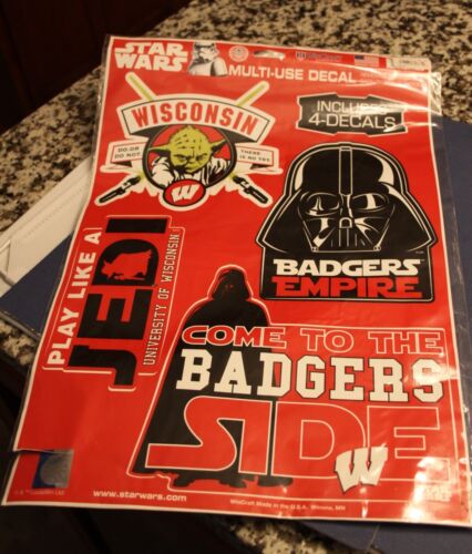 Wisconsin Badgers Star Wars Peel Stick Appliques Removable re-usable Stickers - Zdjęcie 1 z 1