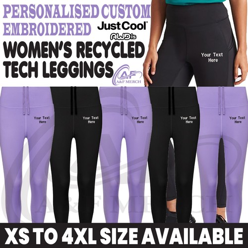 Personalised Awdis Womens Recycled Tech Leggings Workout Training Fitness Yoga - 第 1/6 張圖片