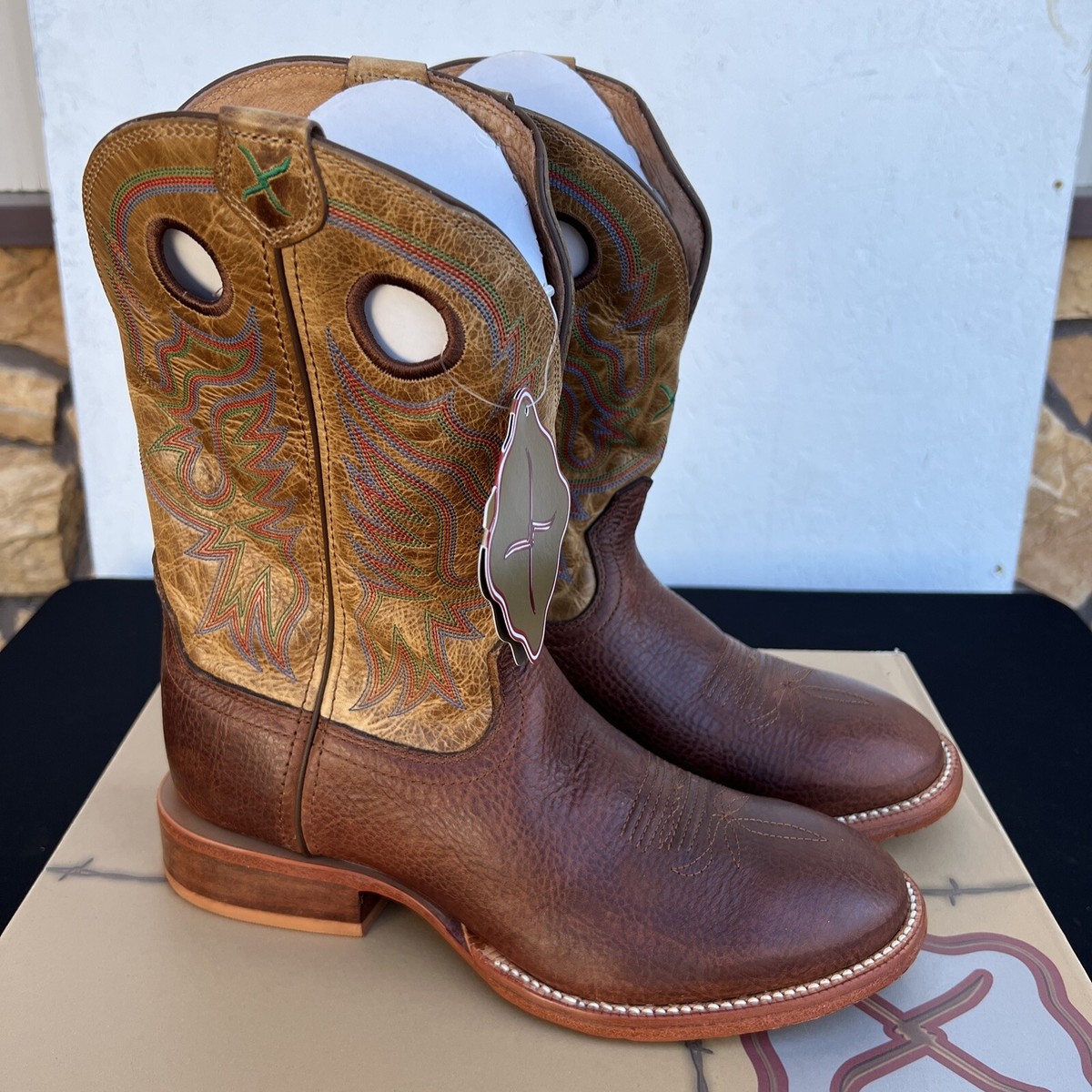 Twisted X Stockman Brown Leather Cowboy Boots Men’s 10 NEW