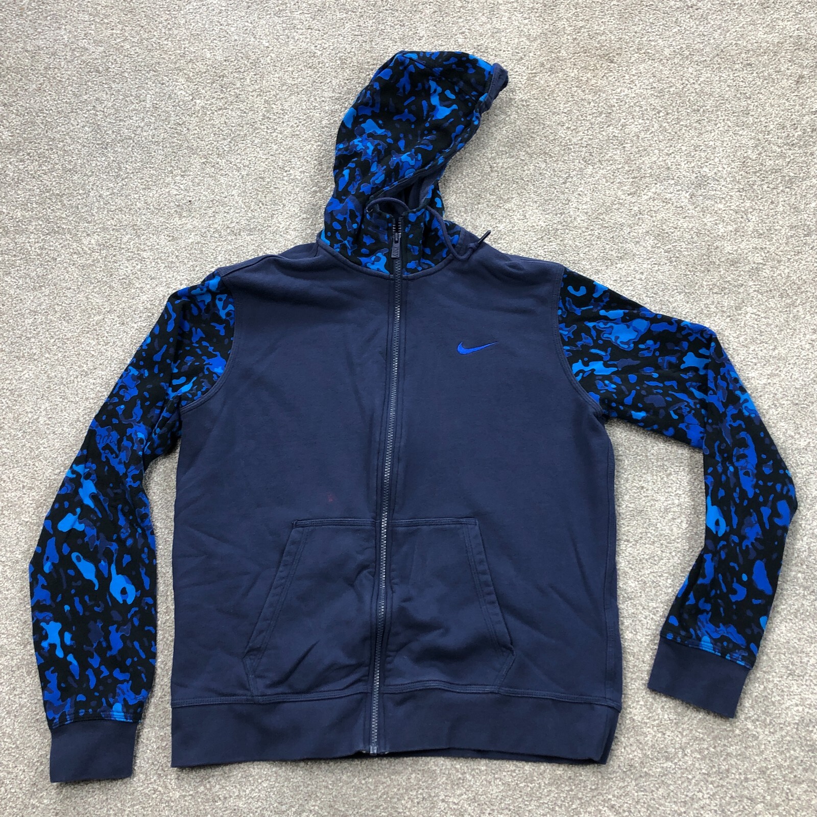 Nike Hoodie Men Large Blue Full Zip Hooded Sweatshirt Jacket Tie Dye Faded  Y2K | eBay