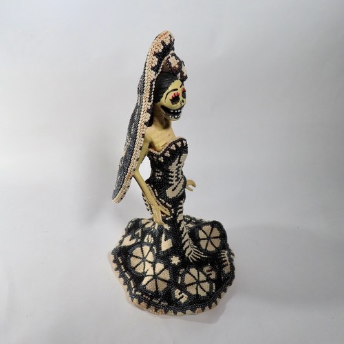 CATRINA BRIDE Huichol Beaded Figure Day of the Dead Signed Mexican Folk Art - Picture 15 of 24