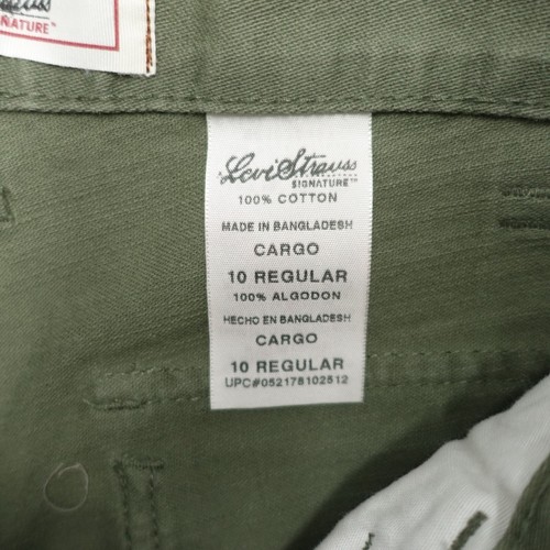 Levi's Strauss Signature Cargo Pant Boys 10 Olive Green Slash Pocket 100% Cotton - Picture 6 of 8
