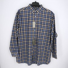 Daniel Cremieux Men's Long Sleeve Shirt XL Blue White Cream Plaid NWT 89.50