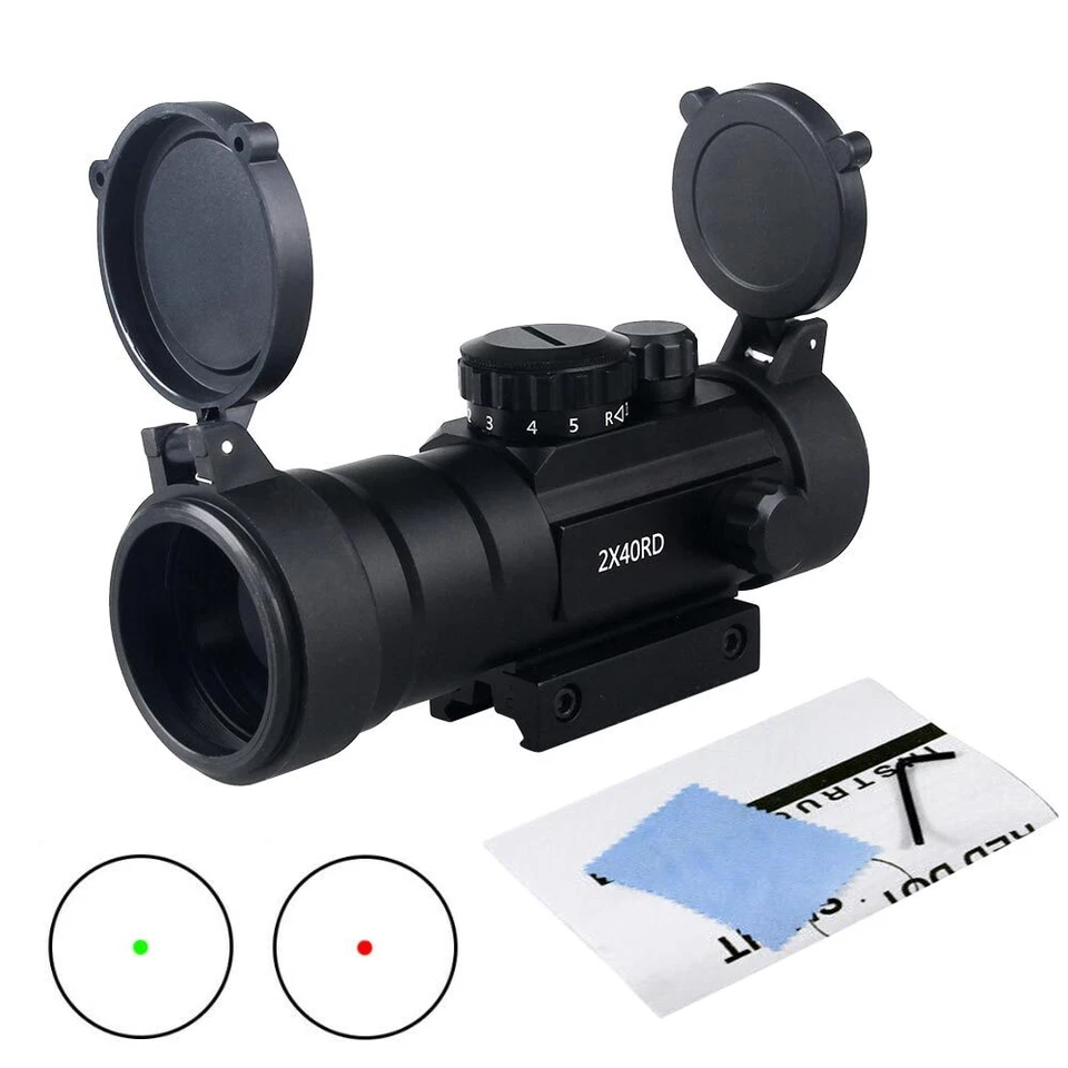 Tactical 2x40 5 MOA Red Green Dot Sight Scope Hunting for 11mm/20mm Rail Mount - Image 2 of 4