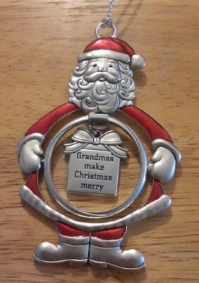 Ganz ''Grandmas Make Christmas Merry'' SANTA CLAUS 3D ORNAMENT Grandma Metal 3.5''