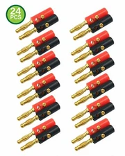 24 Lot Audio Speaker Wire Cable Screw Banana Plug Connector Gold Plated Contact 