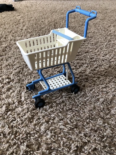 Vintage 1995 Barbie Mattel Shoppin’ Fun Grocery Shopping Cart Blue And White
