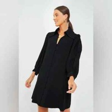 Pomander Place by Tuckernuck Black Luna Dress sz M NWT spt Button Front Collar