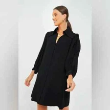 Pomander Place by Tuckernuck Black Luna Dress sz M NWT *spt Button Front Collar