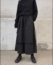 Japanese women's lace up irregular wide leg pants skirt pants Autumn Winter