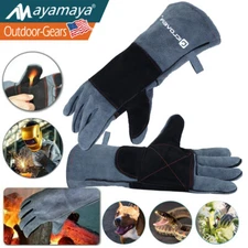 Animal Handling Gloves Leather Sleeve Bite Proof Dog Cat Bird Reptile Protection