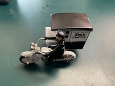 See's Candies Die Cast Metal Delivery Motorcycle with Sidecar and Driver 