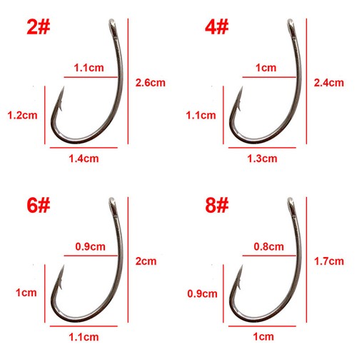 Carp Fishing Hooks Kit 8245 High Carbon Steel Barbed/Barbless Black Hook 2#-10# - Picture 2 of 14