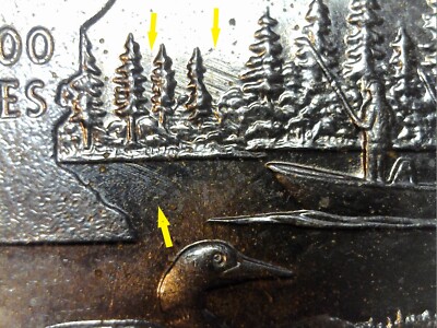 2005 P Minnesota quarter struck through- die error reverse and