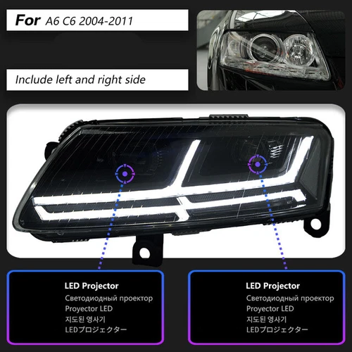 Headlights LED DRL Sequential Turn signal Lamps For Audi A6 A6L C6 S6 2004-2011 - Picture 3 of 9